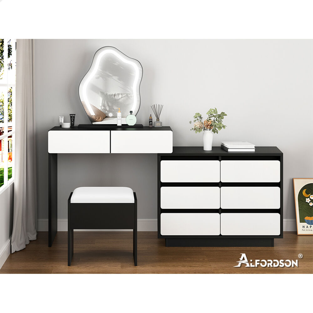 ALFORDSON Dressing Table Stool Set Makeup Mirror Vanity Desk LED 8 Drawers - Picture 41 of 54