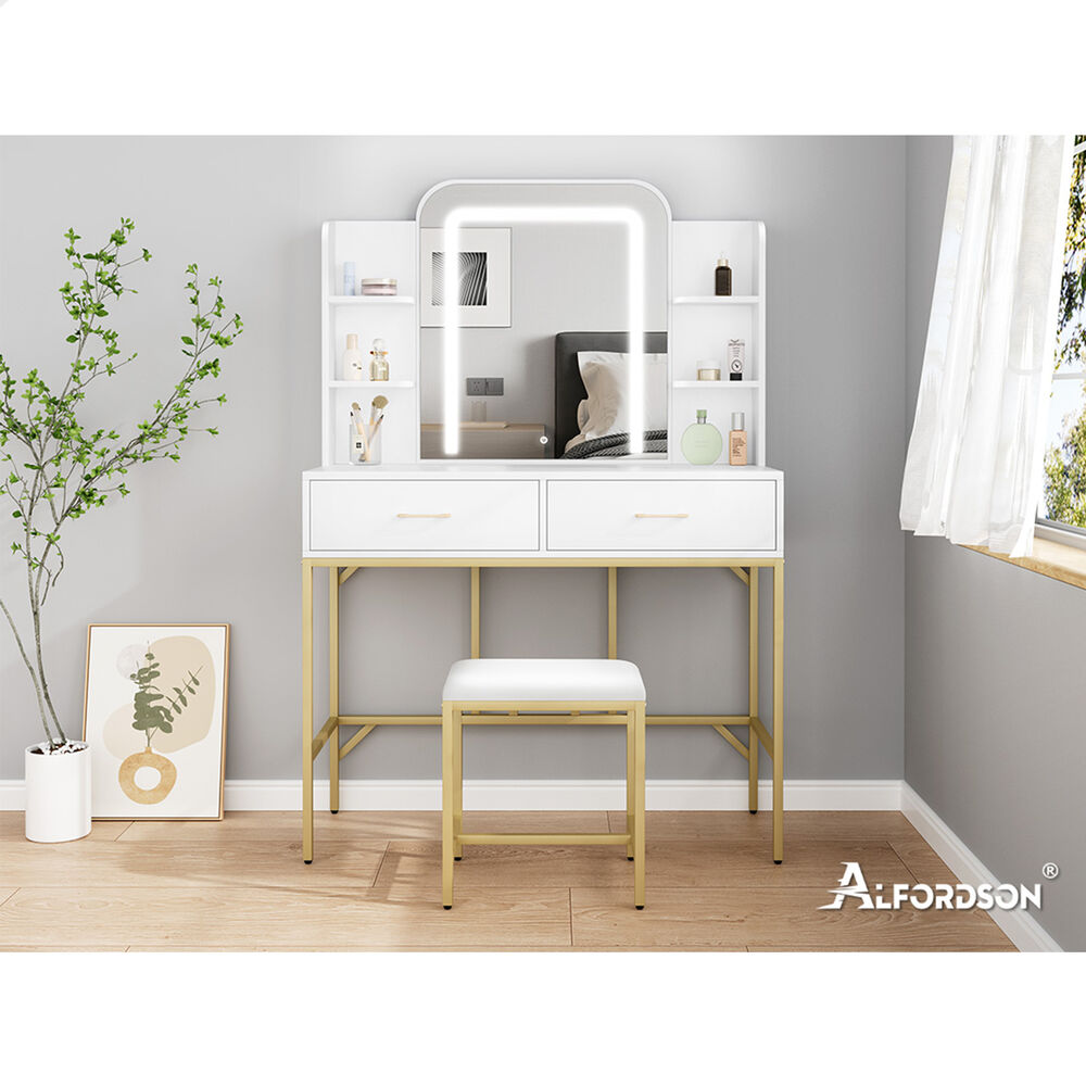 ALFORDSON Dressing Table Stool Set Makeup Mirror Storage Vanity Desk LED Bulbs - Picture 426 of 520