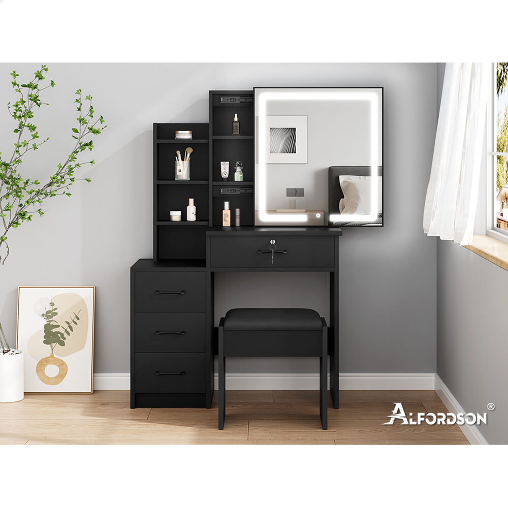ALFORDSON Dressing Table Stool Set Makeup Mirror Vanity Desk Storage Cabinet - Picture 23 of 60