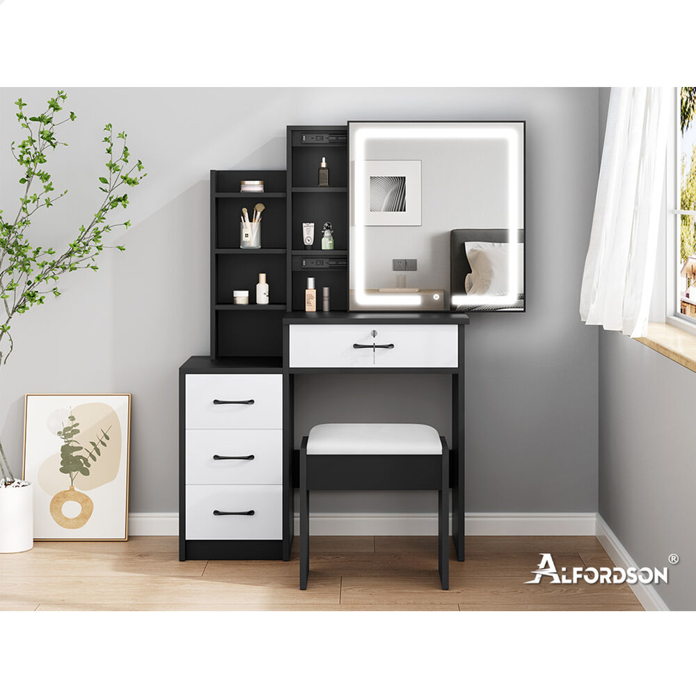 ALFORDSON Dressing Table Stool Set Makeup Mirror Vanity Desk Storage Cabinet - Picture 47 of 60