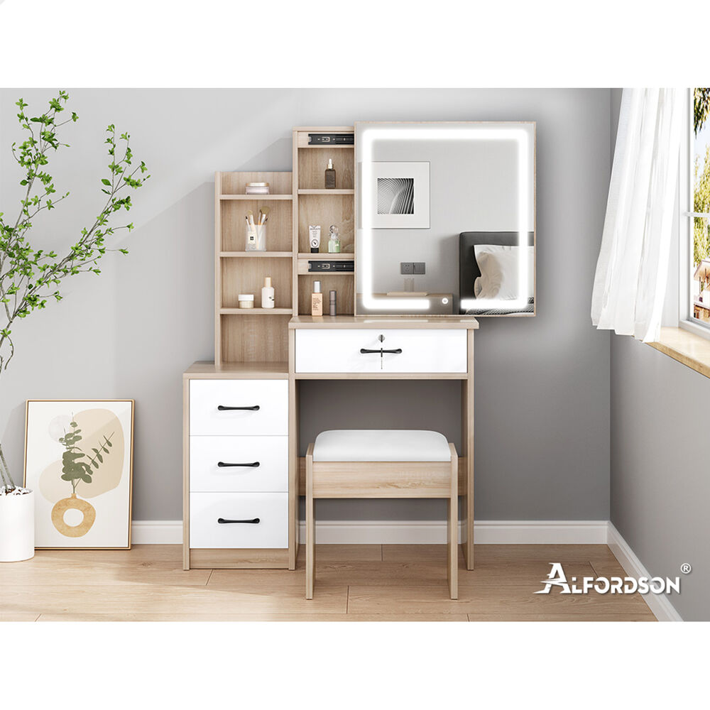 ALFORDSON Dressing Table Stool Set Makeup Mirror Vanity Desk Storage Cabinet - Picture 59 of 60