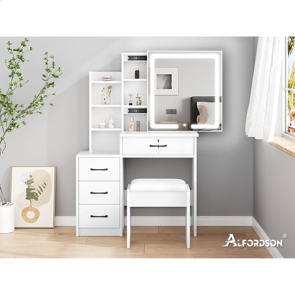 ALFORDSON Dressing Table Stool Set Makeup Mirror Storage Vanity Desk LED Bulbs - Picture 209 of 520