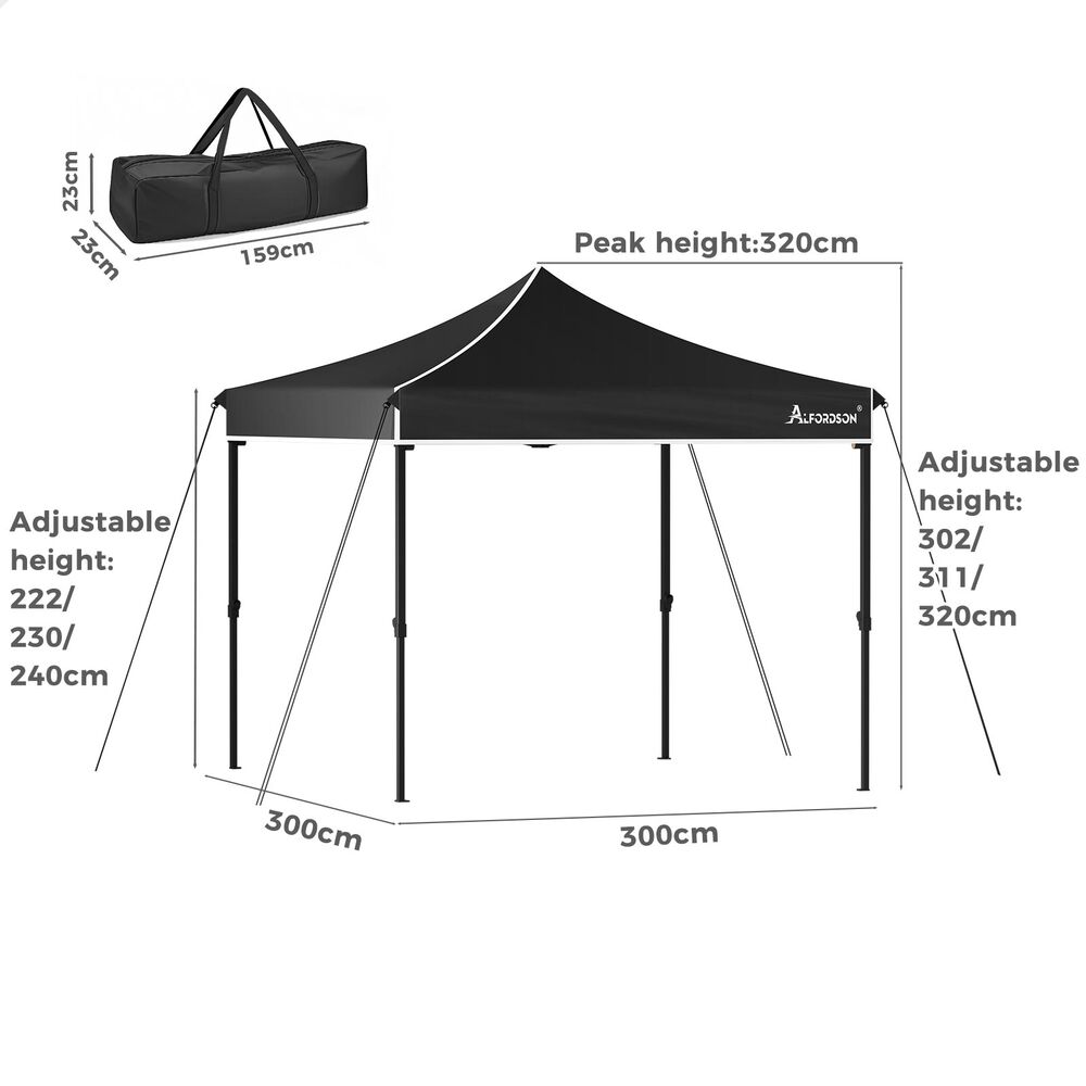 ALFORDSON Gazebo 3x3m Pop Up PE Mesh Marquee Outdoor Folding Tent Wedding Canopy - Picture 39 of 160
