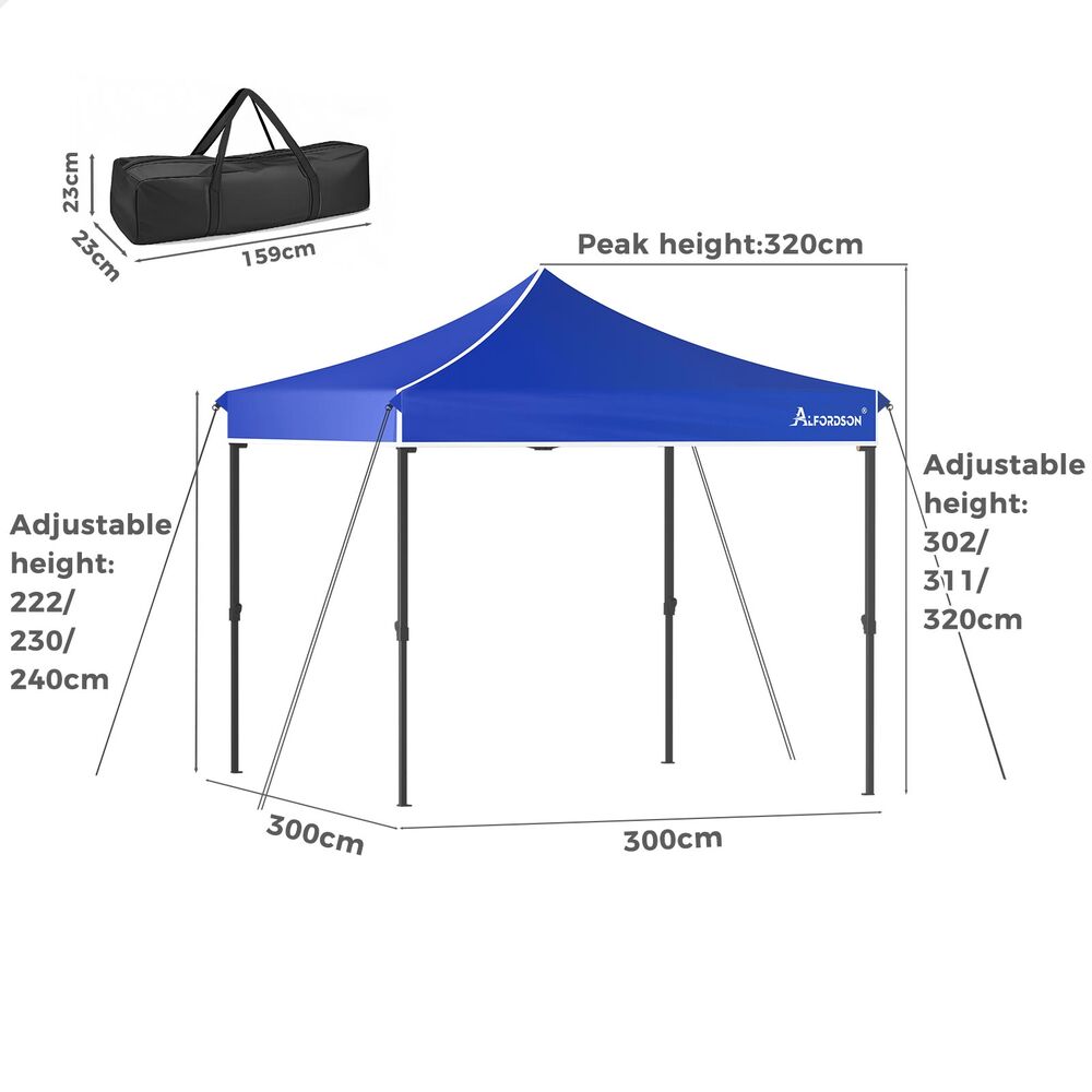 ALFORDSON Gazebo 3x3m Pop Up PE Mesh Marquee Outdoor Folding Tent Wedding Canopy - Picture 51 of 160