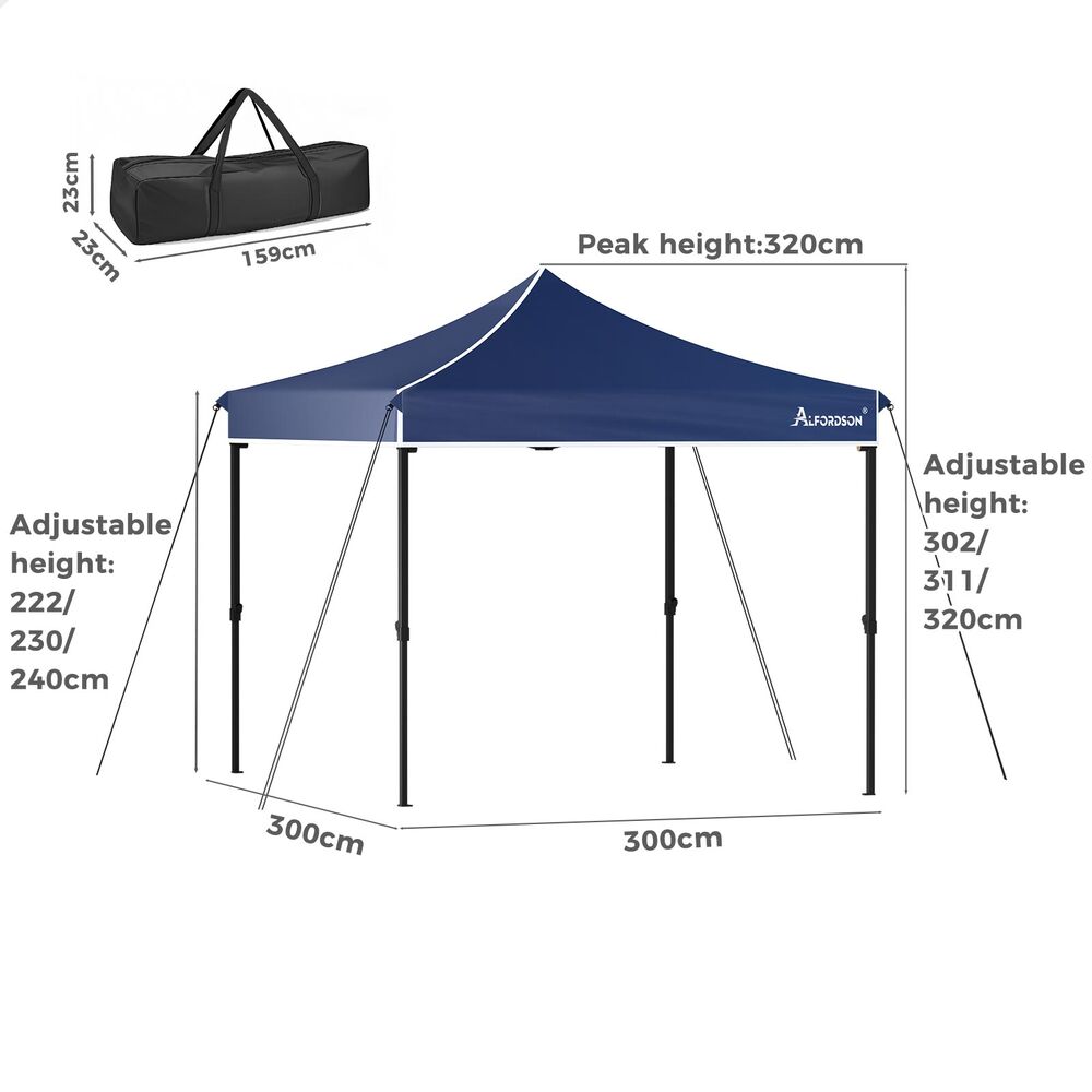 ALFORDSON Gazebo 3x3m Pop Up PE Mesh Marquee Outdoor Folding Tent Wedding Canopy - Picture 63 of 160