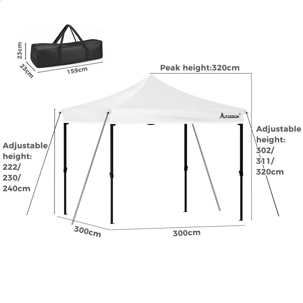 ALFORDSON Gazebo 3x3m Pop Up PE Mesh Marquee Outdoor Folding Tent Wedding Canopy - Picture 75 of 160
