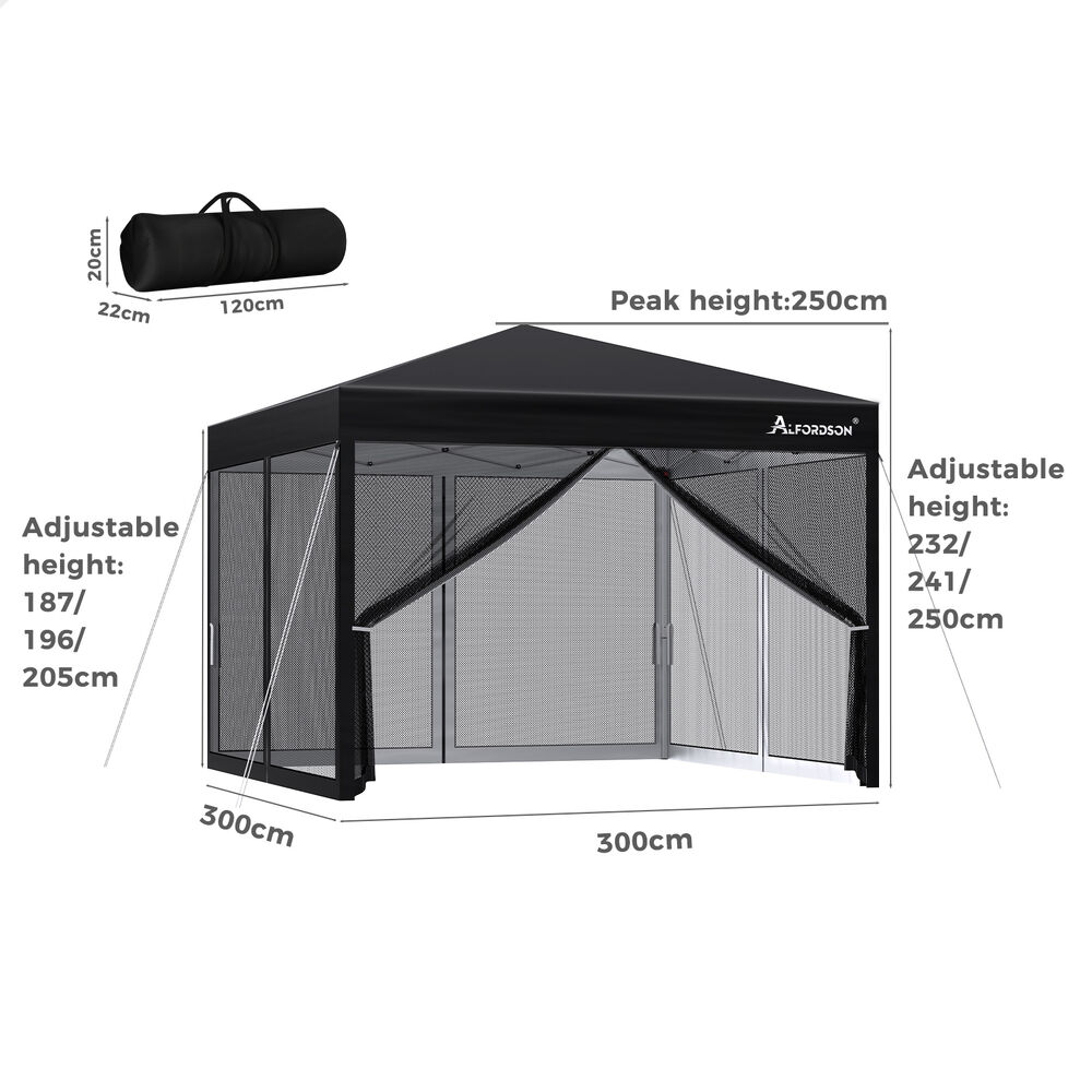ALFORDSON Gazebo 3x3m Pop Up PE Mesh Marquee Outdoor Folding Tent Wedding Canopy - Picture 135 of 160