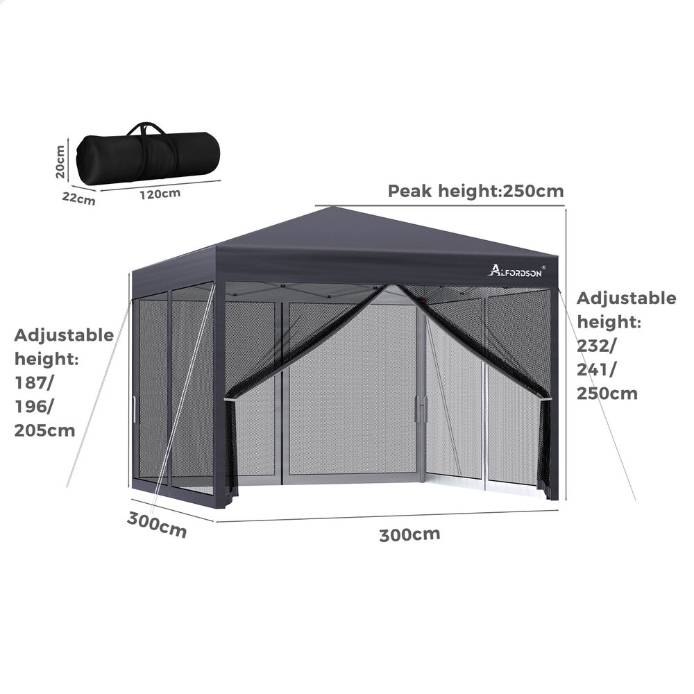 ALFORDSON Gazebo 3x3m Pop Up PE Mesh Marquee Outdoor Folding Tent Wedding Canopy - Picture 147 of 160