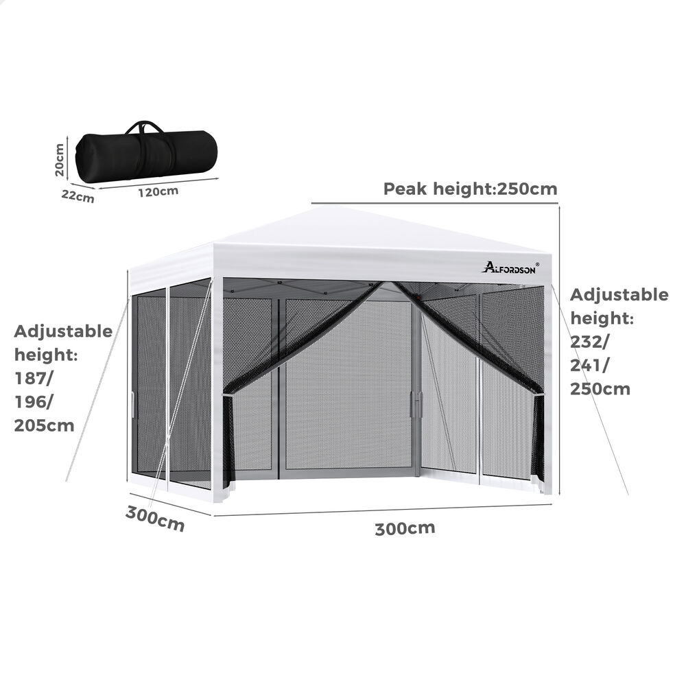 ALFORDSON Gazebo 3x3m Pop Up PE Mesh Marquee Outdoor Folding Tent Wedding Canopy - Picture 159 of 160