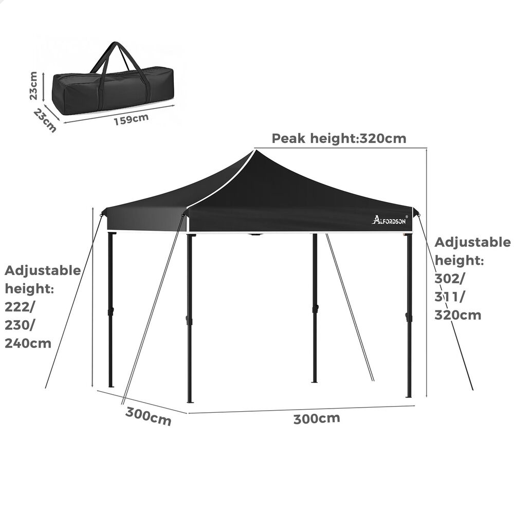 ALFORDSON Gazebo 3x3m Pop Up PE Mesh Marquee Outdoor Folding Tent Wedding Canopy - Picture 87 of 160