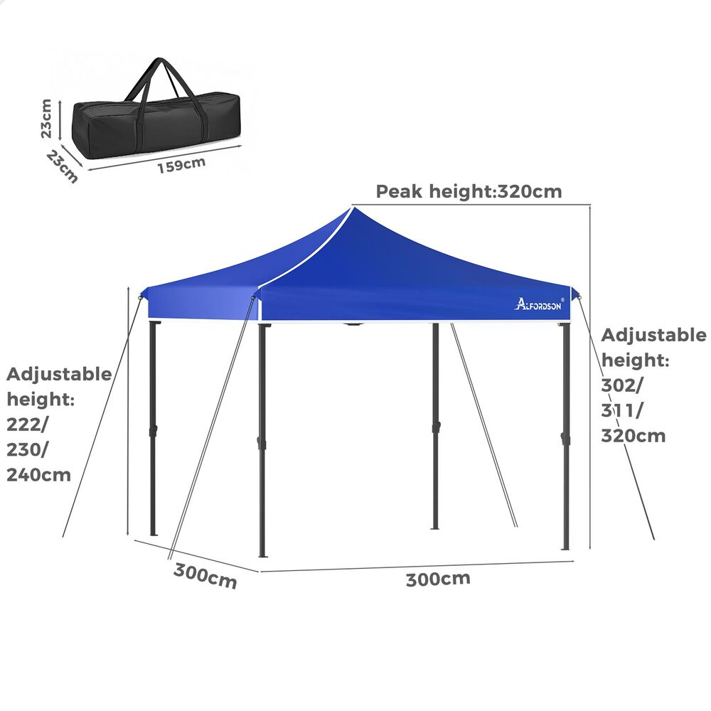 ALFORDSON Gazebo 3x3m Pop Up PE Mesh Marquee Outdoor Folding Tent Wedding Canopy - Picture 99 of 160