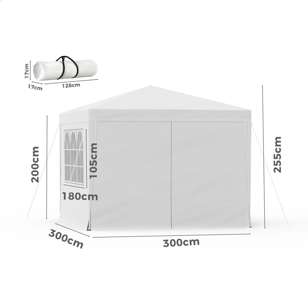 ALFORDSON Gazebo 3x3m Pop Up PE Mesh Marquee Outdoor Folding Tent Wedding Canopy - Picture 27 of 160