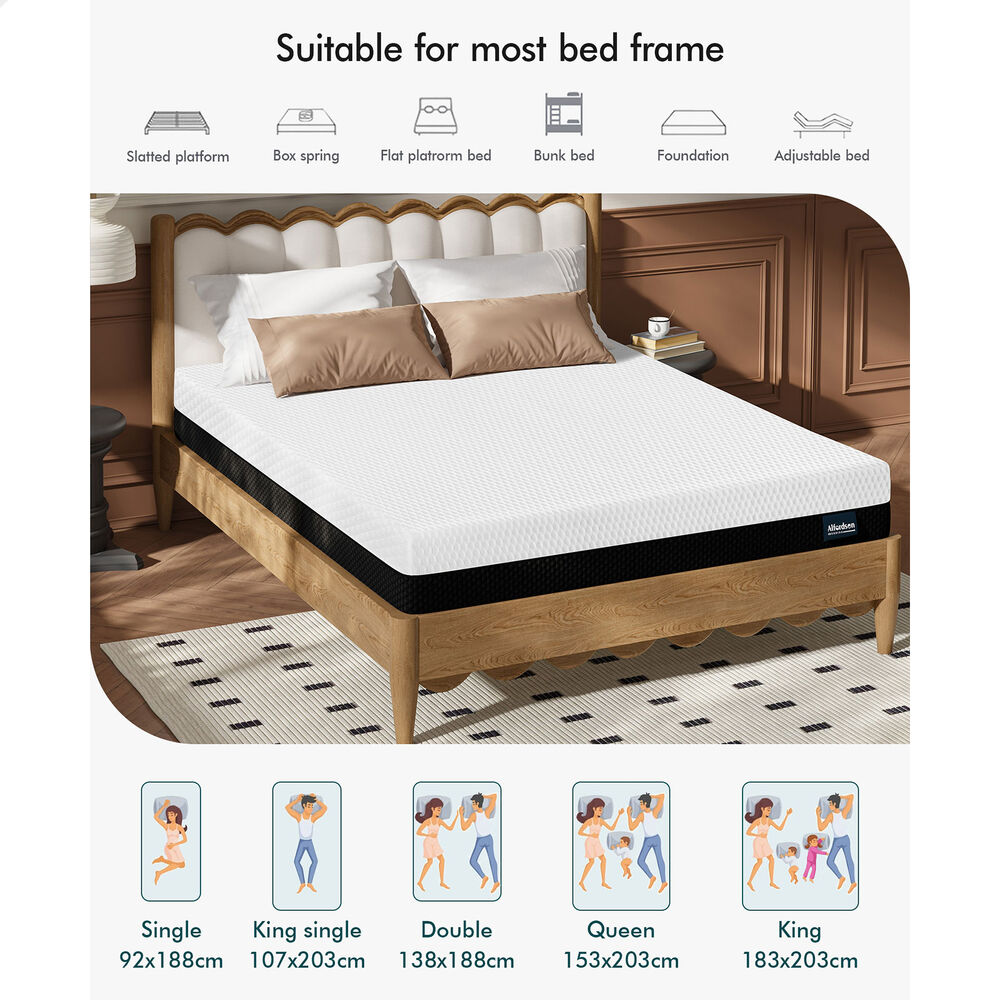 ALFORDSON Mattress Queen Double King Single Bed Euro Top Memory Foam Bedding - Picture 28 of 193