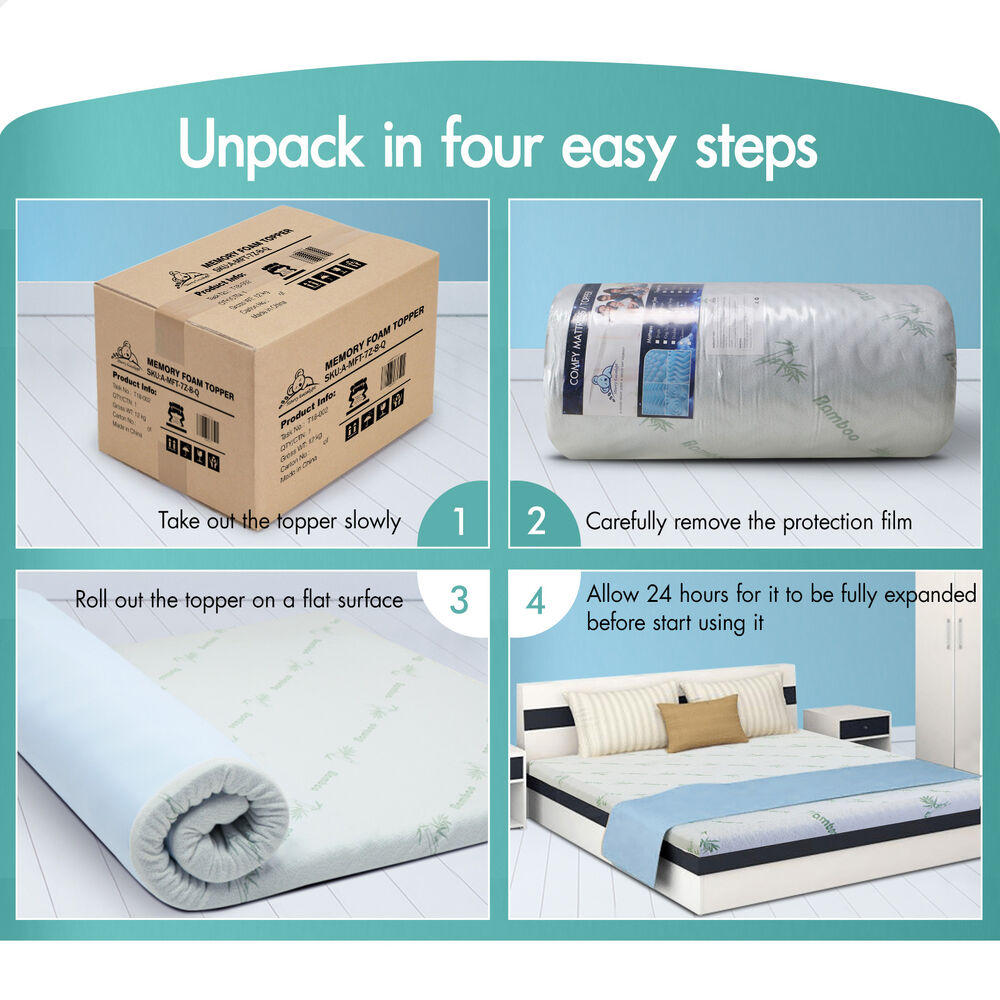STARRY EUCALYPT Memory Foam Mattress Topper Airflow Cool Gel Bamboo 10cm - Picture 23 of 72