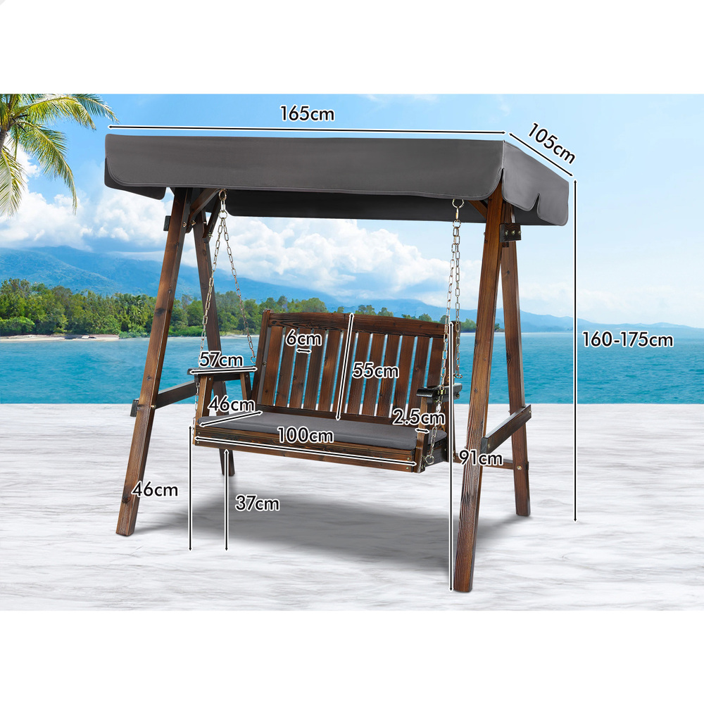 ALFORDSON Swing Chair Outdoor Furniture Wooden Garden Patio Bench Seat Canopy - Picture 17 of 54