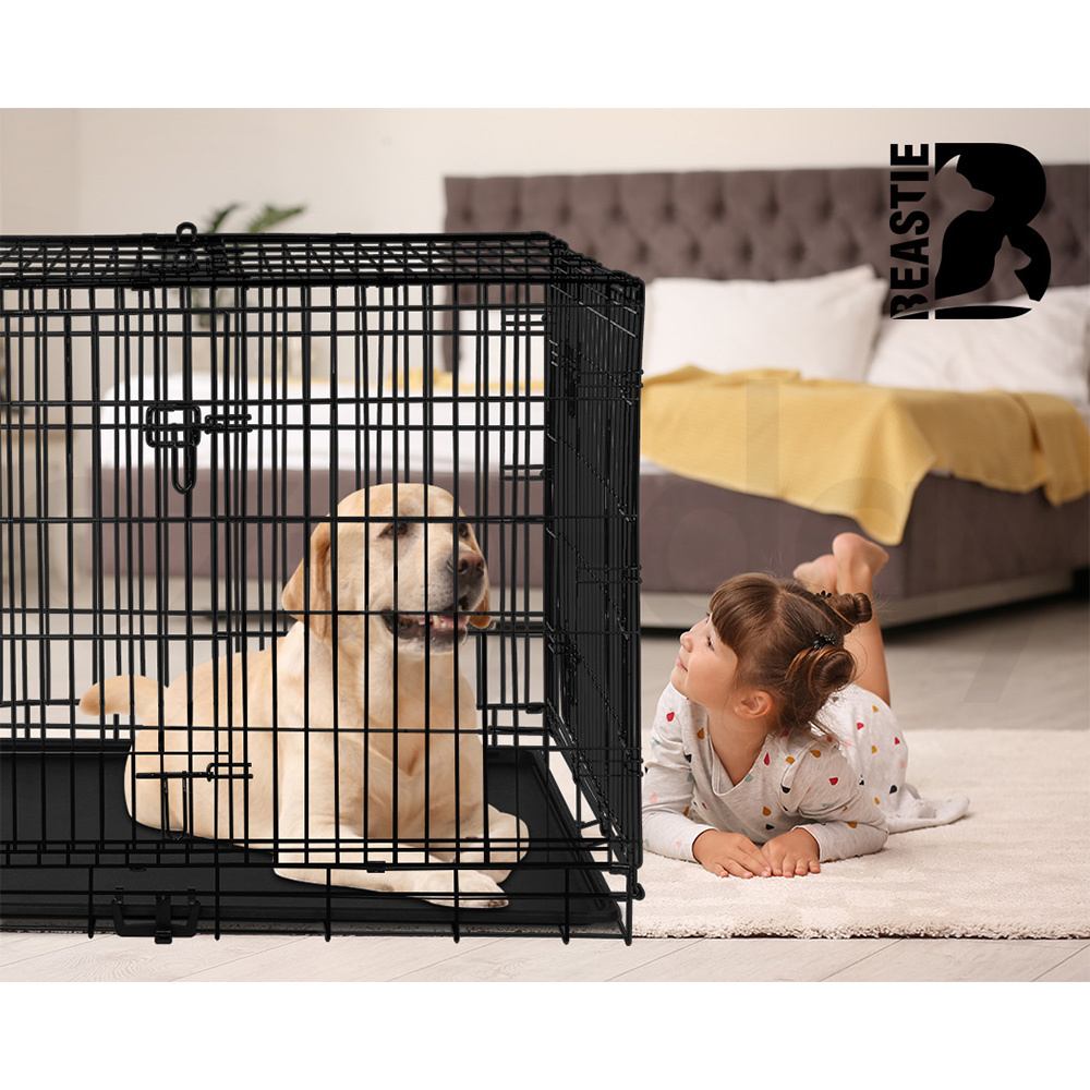 BEASTIE Dog Cage Pet Crate Kennel Cat Collapsible Metal Playpen 24"~ 48" Large - Picture 14 of 124