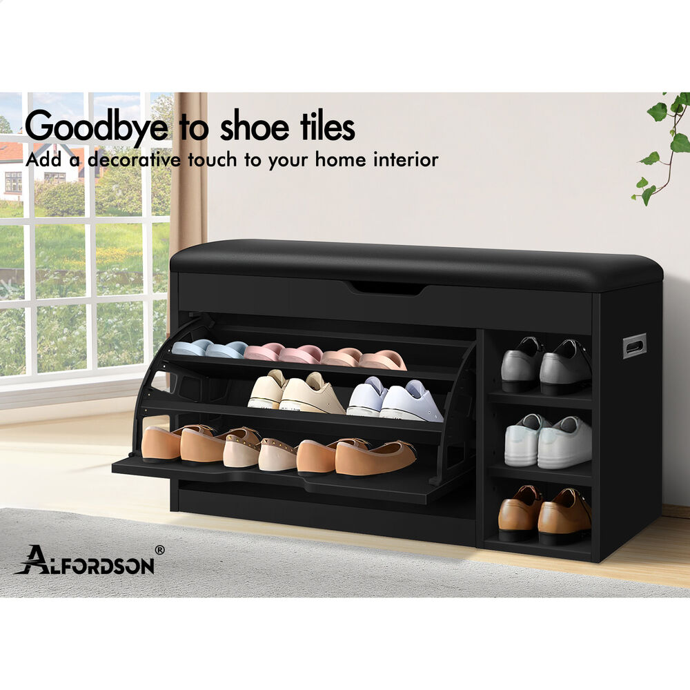 ALFORDSON Shoe Cabinet Bench Storage Rack Organiser Shelf 12/18 Pairs White - Picture 54 of 77