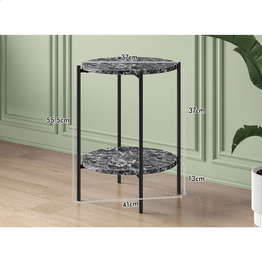 ALFORDSON Side Table Bedside Table Sofa End Nightstand Marble 2-tier Shelf - Picture 15 of 40