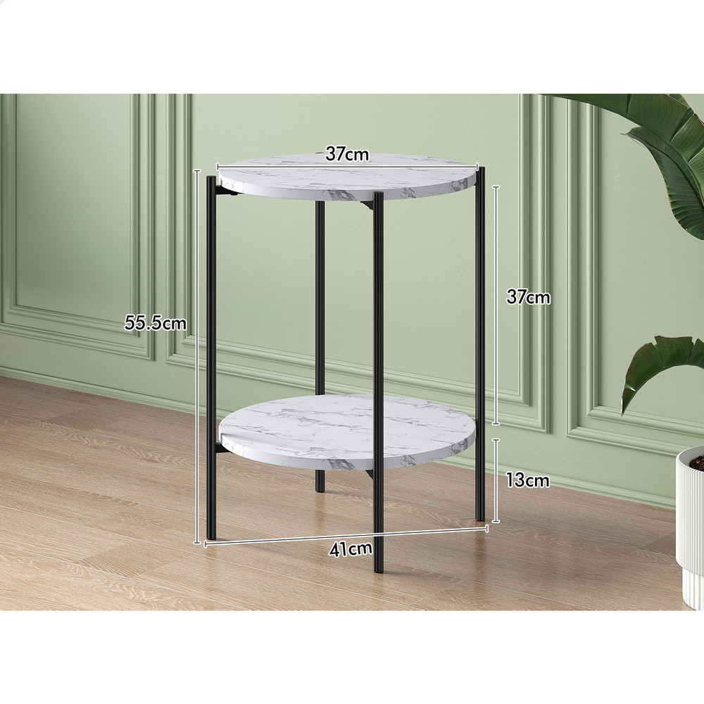ALFORDSON Side Table Bedside Table Sofa End Nightstand Marble 2-tier Shelf - Picture 27 of 40