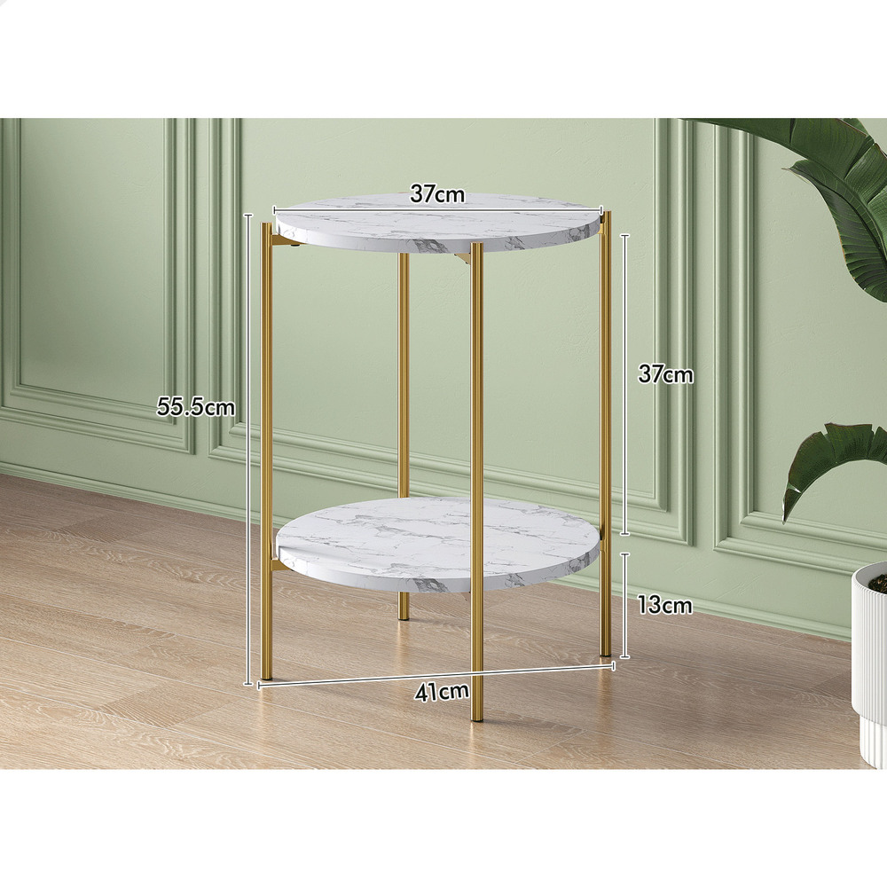 ALFORDSON Side Table Bedside Table Sofa End Nightstand Marble 2-tier Shelf - Picture 39 of 40