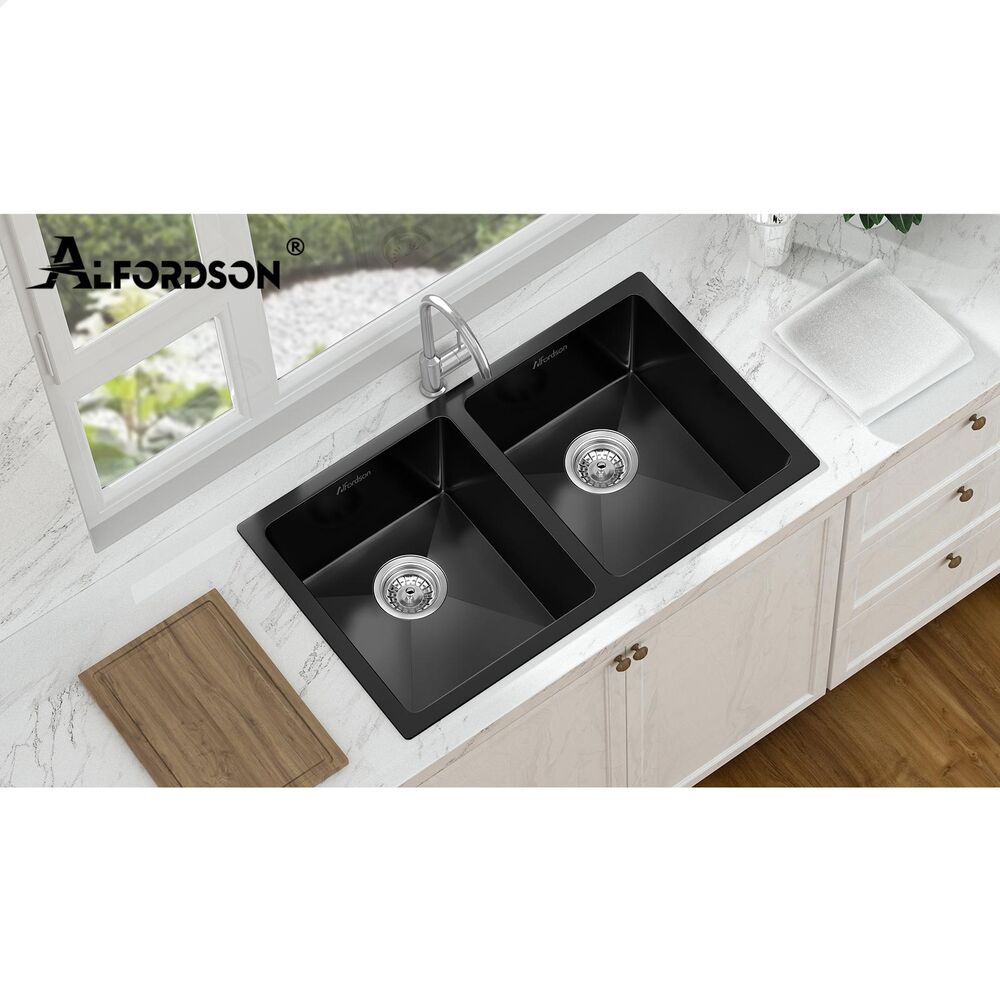 ALFORDSON Kitchen Sink Basin Stainless Steel Top Flush Under Mount Double Bowl - Picture 25 of 69