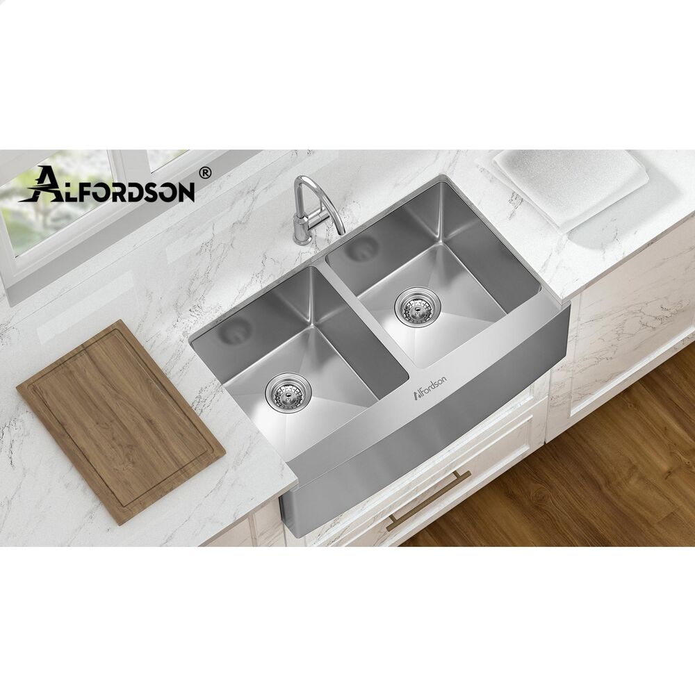 ALFORDSON Kitchen Sink Basin Stainless Steel Top Flush Under Mount Double Bowl - Picture 36 of 69