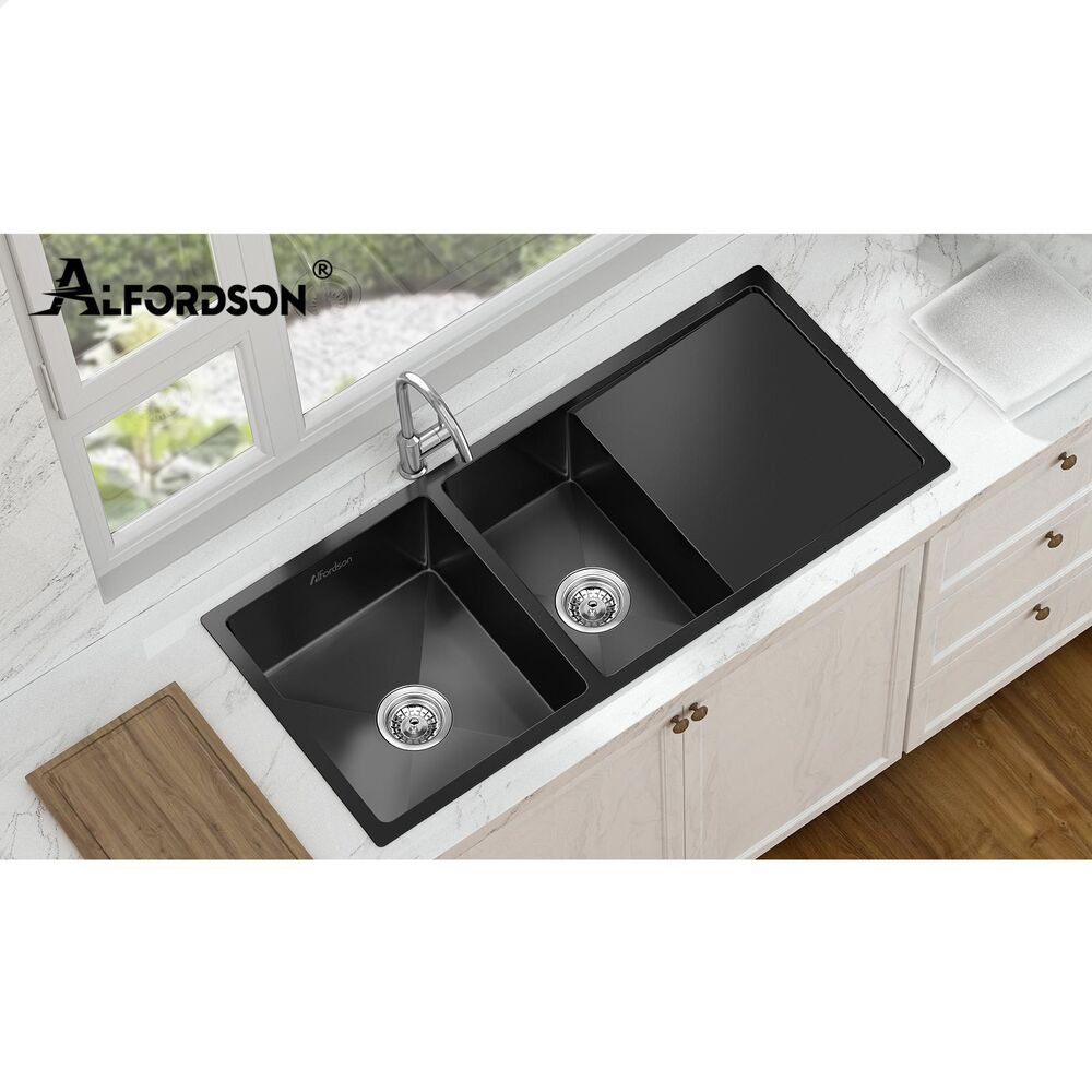 ALFORDSON Kitchen Sink Basin Stainless Steel Top Flush Under Mount Double Bowl - Picture 69 of 69