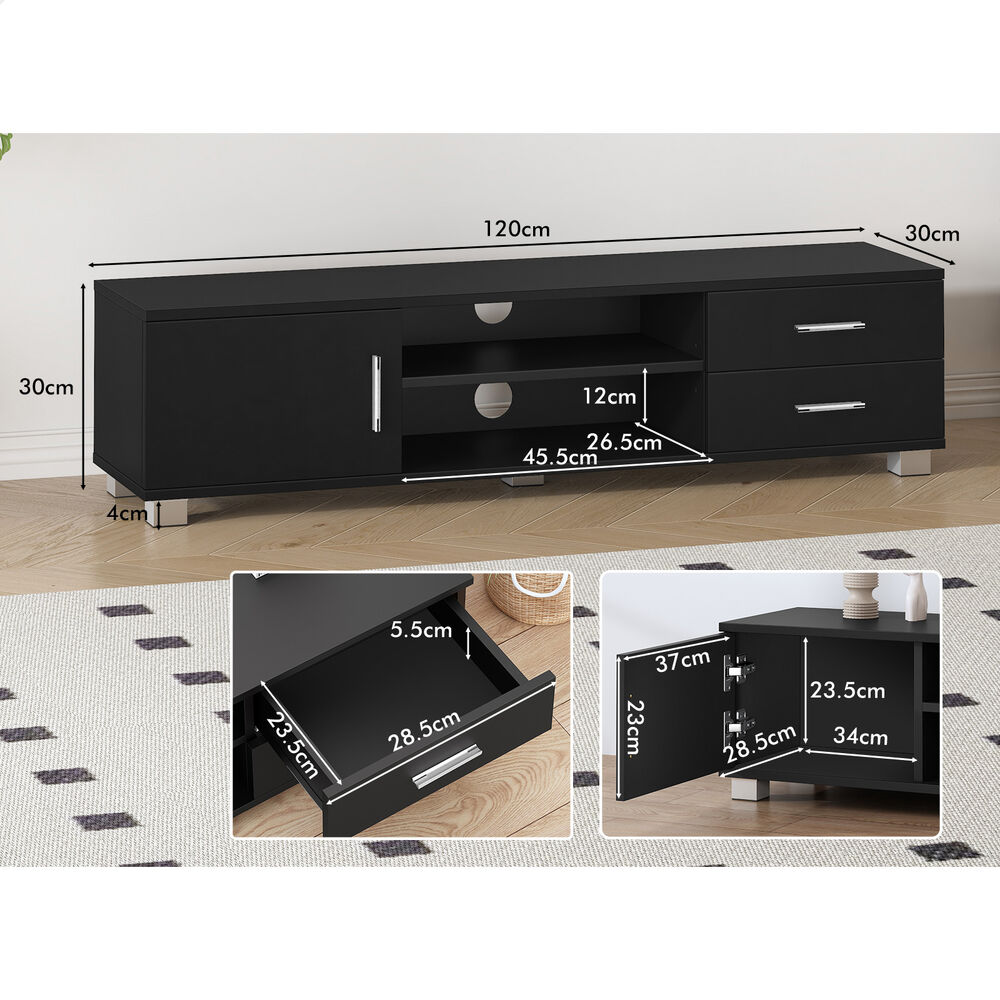 ALFORDSON TV Cabinet Entertainment Unit Stand 120cm Storage Shelf Drawers Wooden - Picture 23 of 48