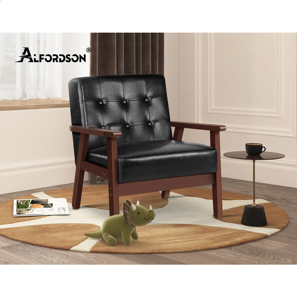ALFORDSON Armchair Lounge Chair Tufted Accent Arm Chair PU Leather Sofa Couch - Picture 23 of 48