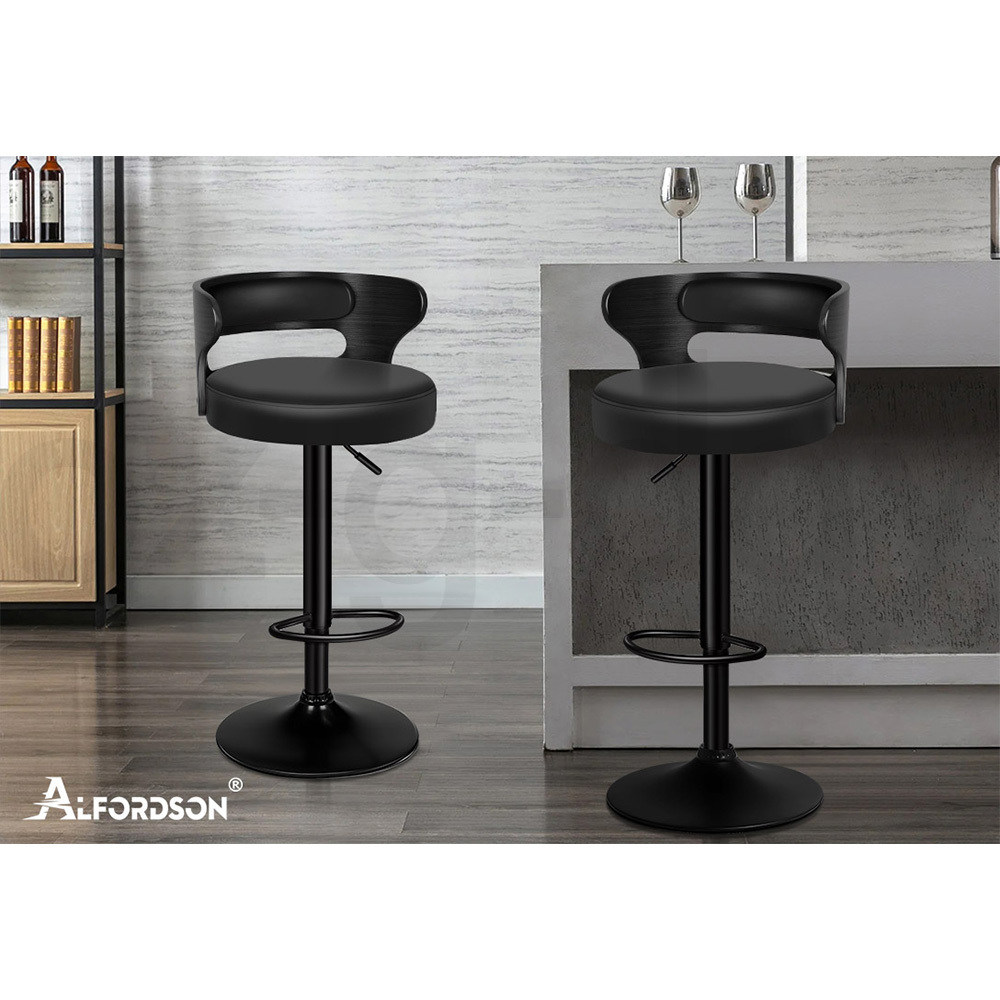 ALFORDSON Bar Stool Wooden Kitchen Swivel Chair Leather Fabric Ramiro x2/x4 - Picture 25 of 169