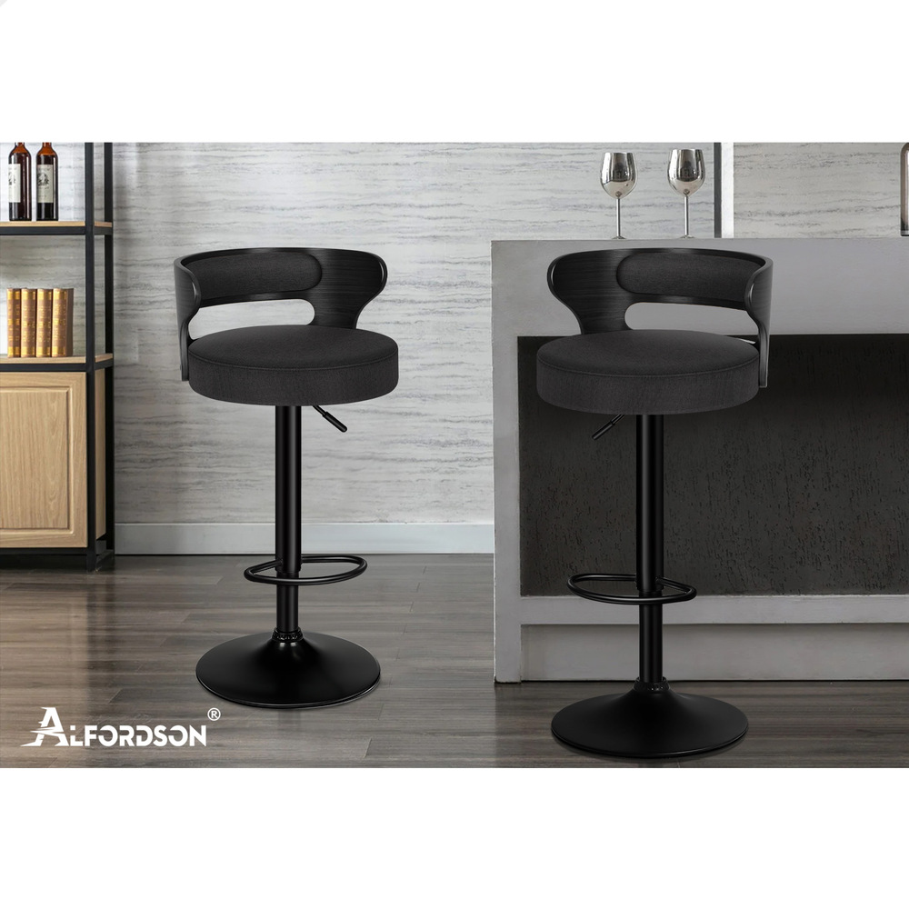 ALFORDSON Bar Stool Wooden Kitchen Swivel Chair Leather Fabric Ramiro x2/x4 - Picture 37 of 169