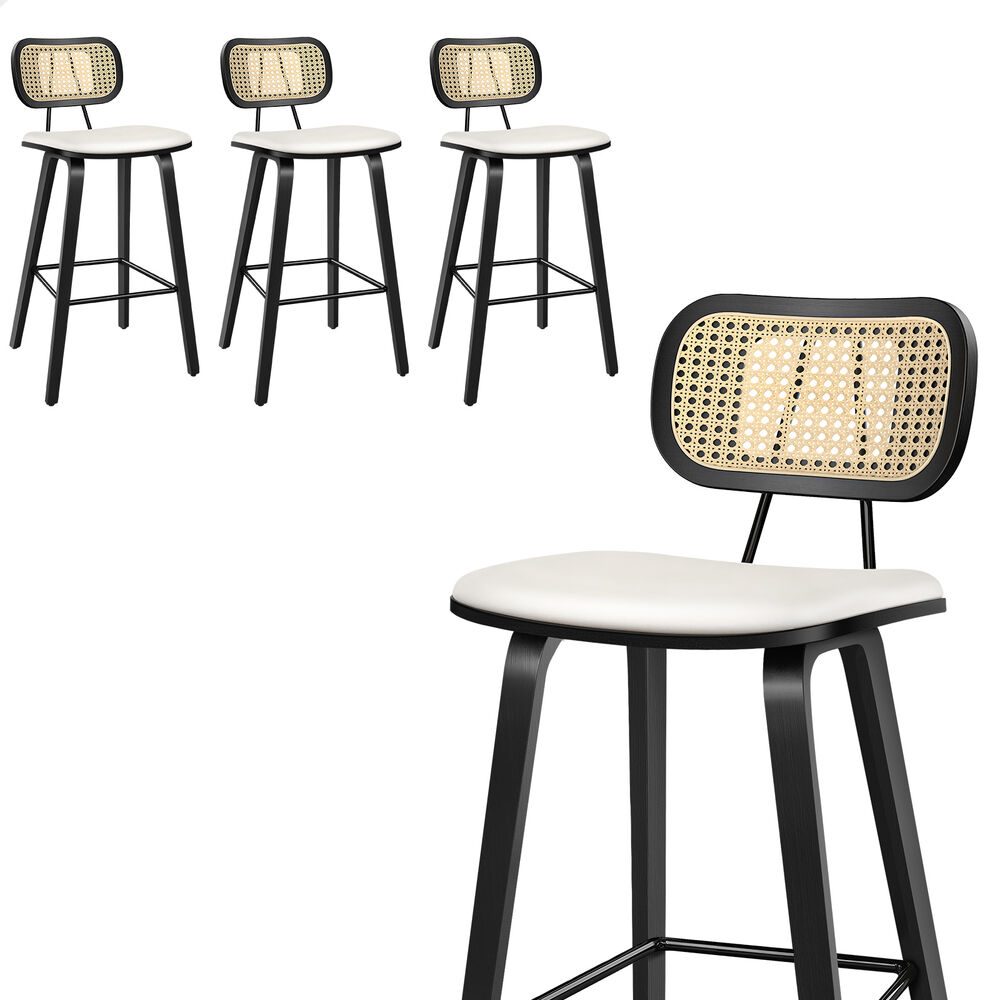 ALFORDSON Bar Stools Kitchen Vintage Leather Seat Rattan Chair Fiona x2/x4 - Picture 23 of 89