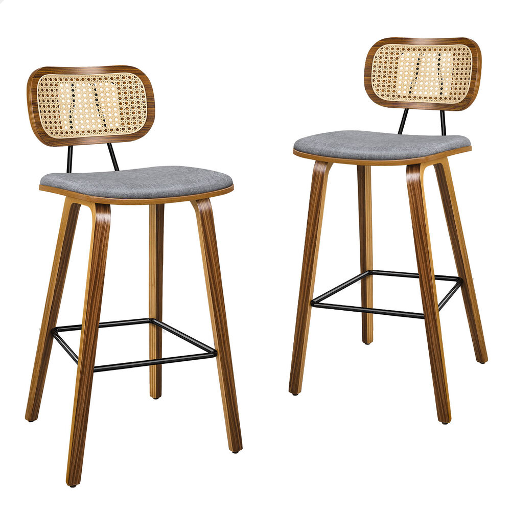 ALFORDSON Bar Stools Kitchen Vintage Leather Seat Rattan Chair Fiona x2/x4 - Picture 34 of 89