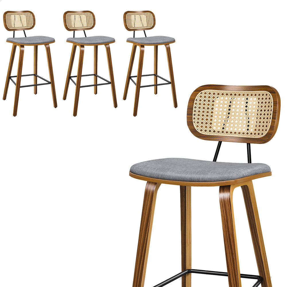 ALFORDSON Bar Stools Kitchen Vintage Leather Seat Rattan Chair Fiona x2/x4 - Picture 45 of 89