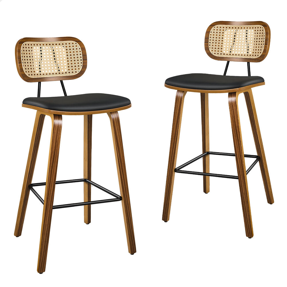 ALFORDSON Bar Stools Kitchen Vintage Leather Seat Rattan Chair Fiona x2/x4 - Picture 56 of 89