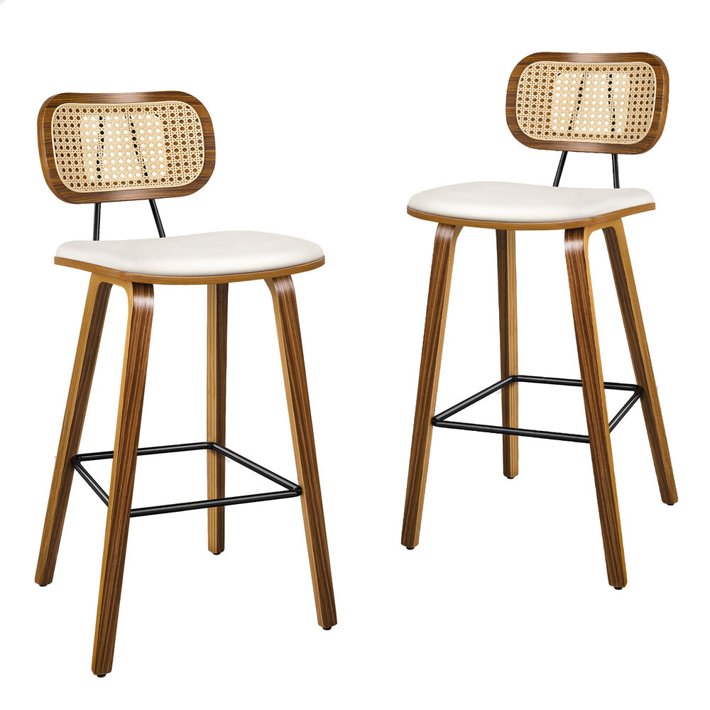 ALFORDSON Bar Stools Kitchen Vintage Leather Seat Rattan Chair Fiona x2/x4 - Picture 78 of 89