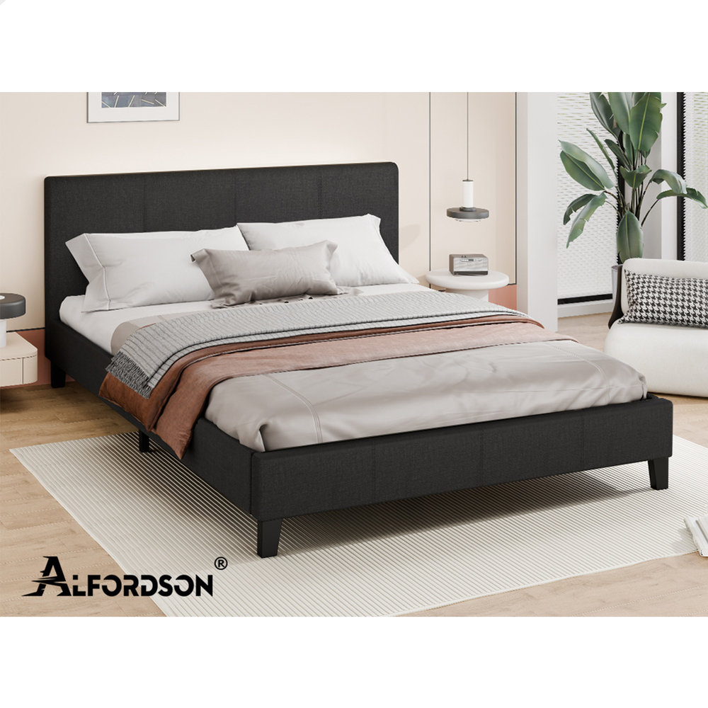 ALFORDSON Bed Frame Queen Double King Single Base Wooden Slats Leather Fabric - Picture 25 of 301
