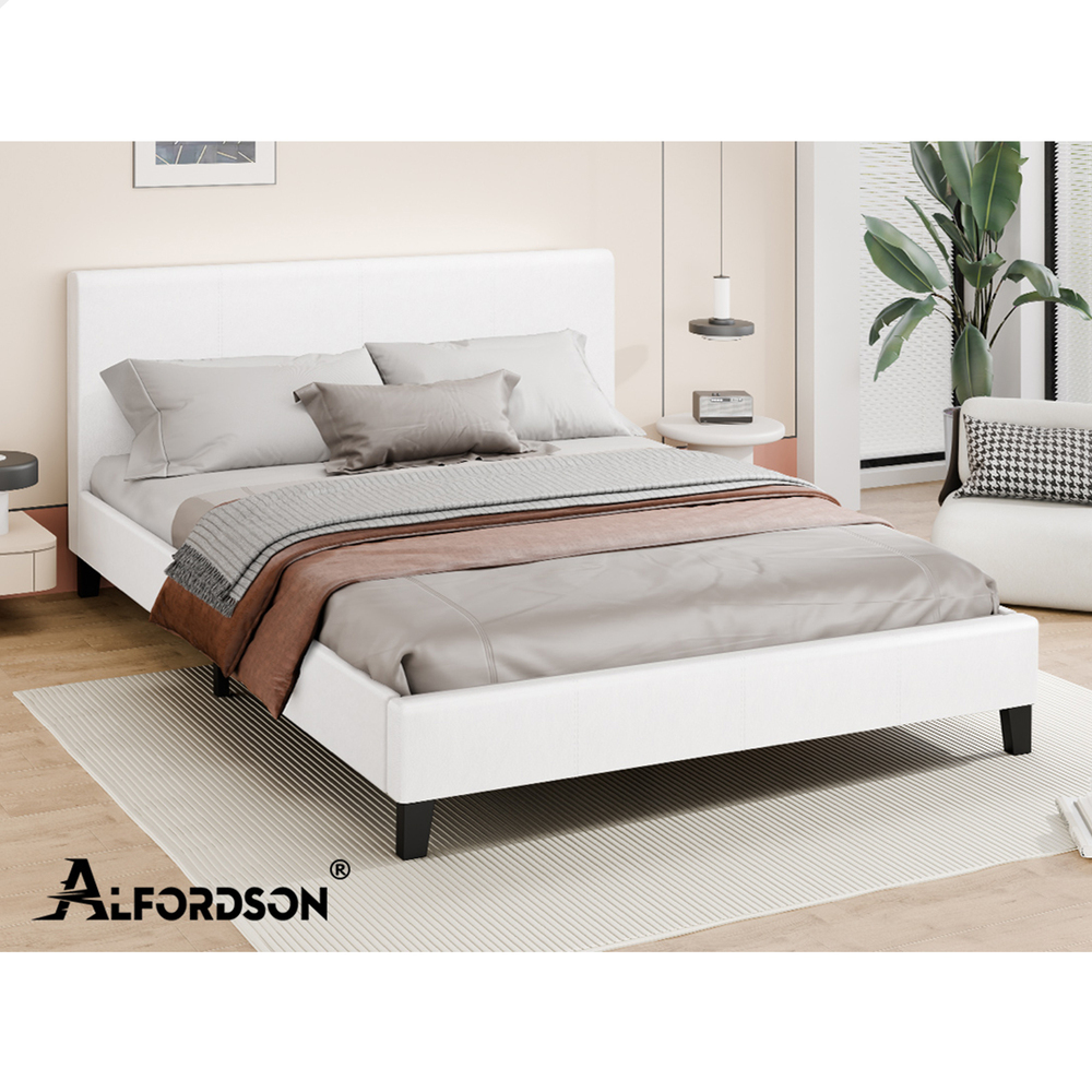 ALFORDSON Bed Frame Queen Double King Single Base Wooden Slats Leather Fabric - Picture 61 of 301