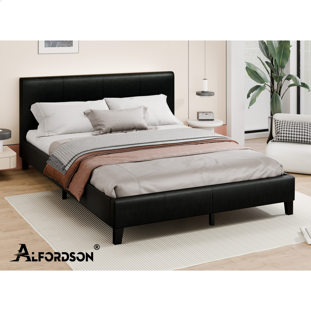 ALFORDSON Bed Frame Queen Double King Single Base Wooden Slats Leather Fabric - Picture 109 of 301