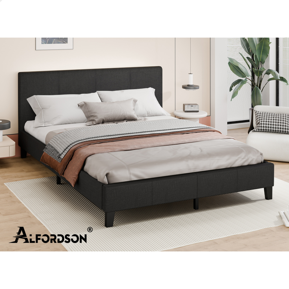 ALFORDSON Bed Frame Queen Double King Single Base Wooden Slats Leather Fabric - Picture 85 of 301