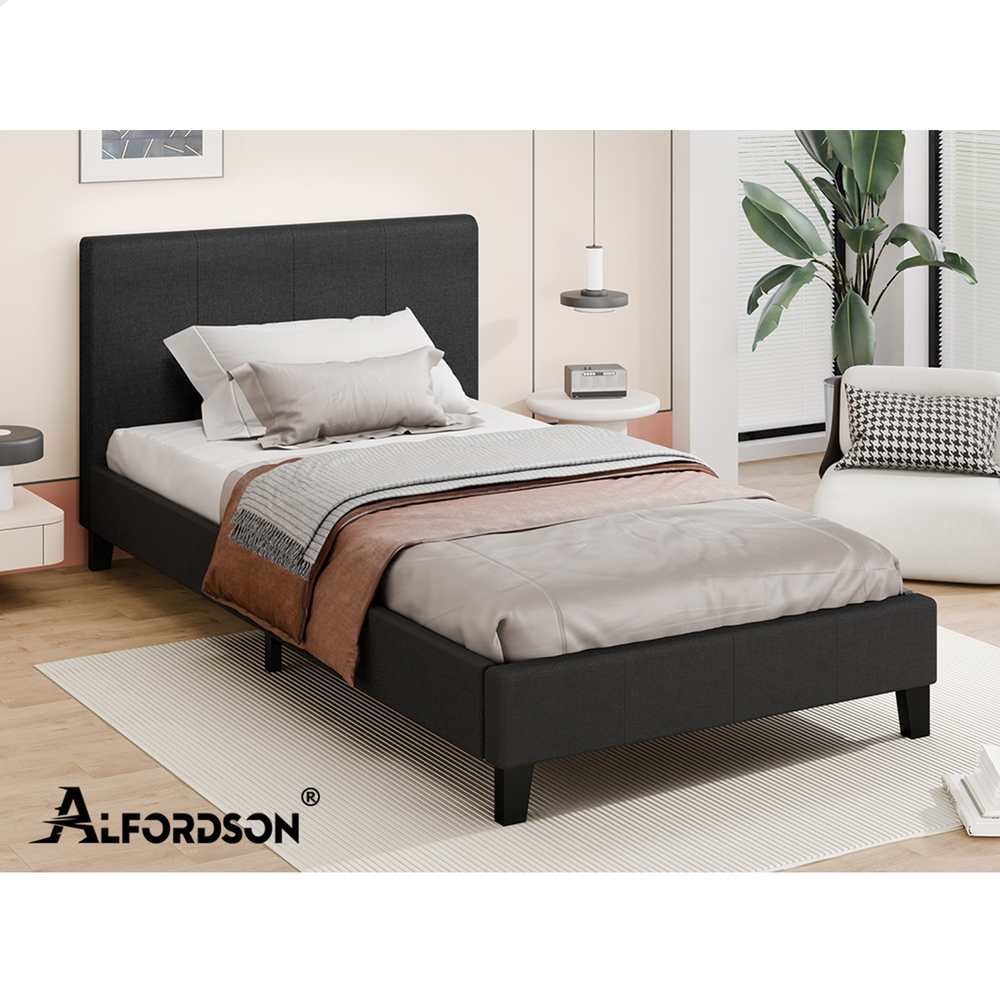 ALFORDSON Bed Frame Queen Double King Single Base Wooden Slats Leather Fabric - Picture 145 of 301
