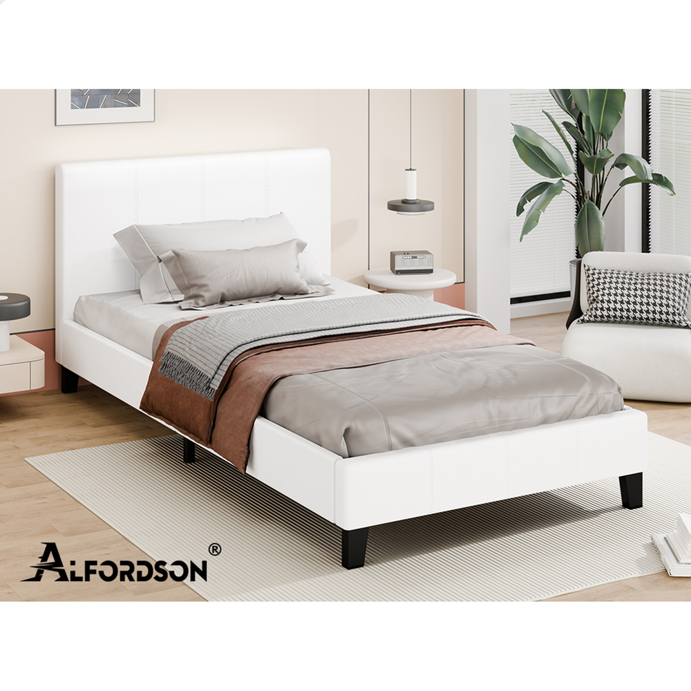 ALFORDSON Bed Frame Queen Double King Single Base Wooden Slats Leather Fabric - Picture 181 of 301