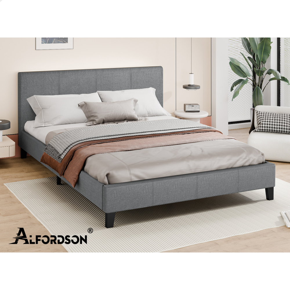 ALFORDSON Bed Frame Queen Double King Single Base Wooden Slats Leather Fabric - Picture 217 of 301