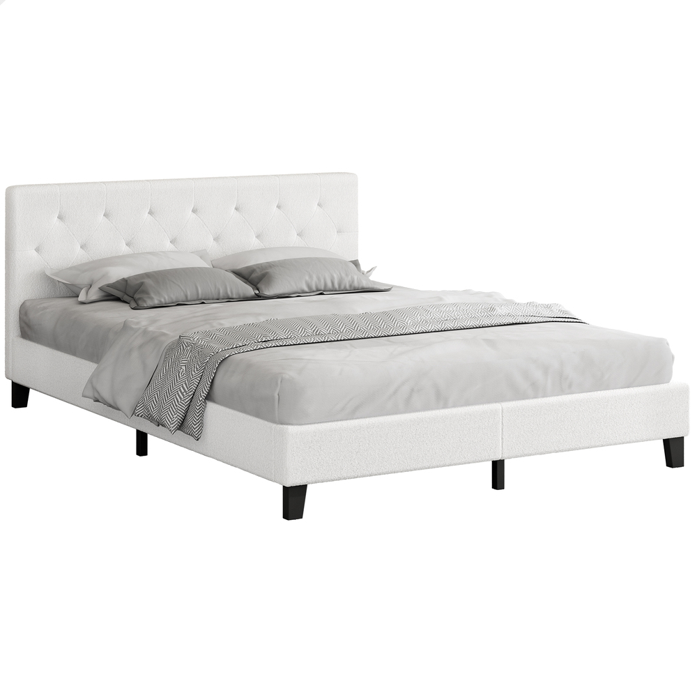 ALFORDSON Bed Frame Queen Double King Single Wooden Base Platform White Boucle - Picture 26 of 62