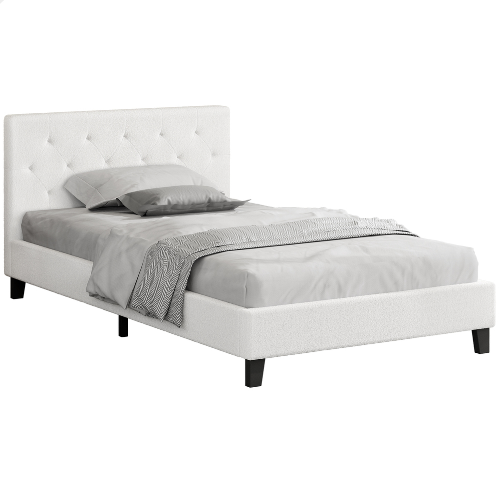 ALFORDSON Bed Frame Queen Double King Single Wooden Base Platform White Boucle - Picture 38 of 62