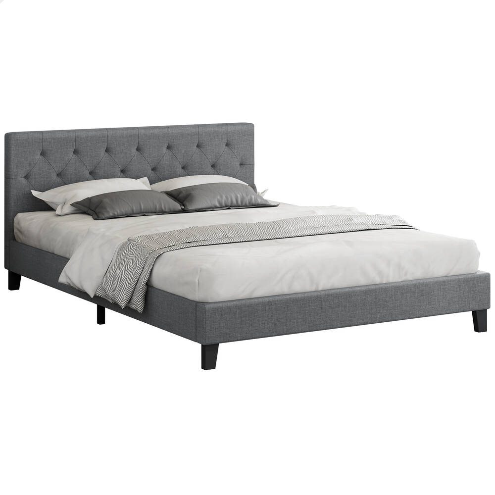 ALFORDSON Bed Frame Queen Double King Single Wooden Base Platform Grey Fabric - Picture 50 of 62