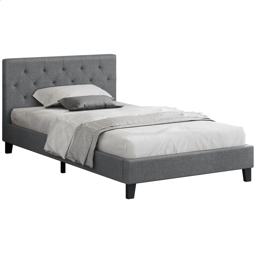 ALFORDSON Bed Frame Queen Double King Single Wooden Base Platform Grey Fabric - Picture 62 of 62