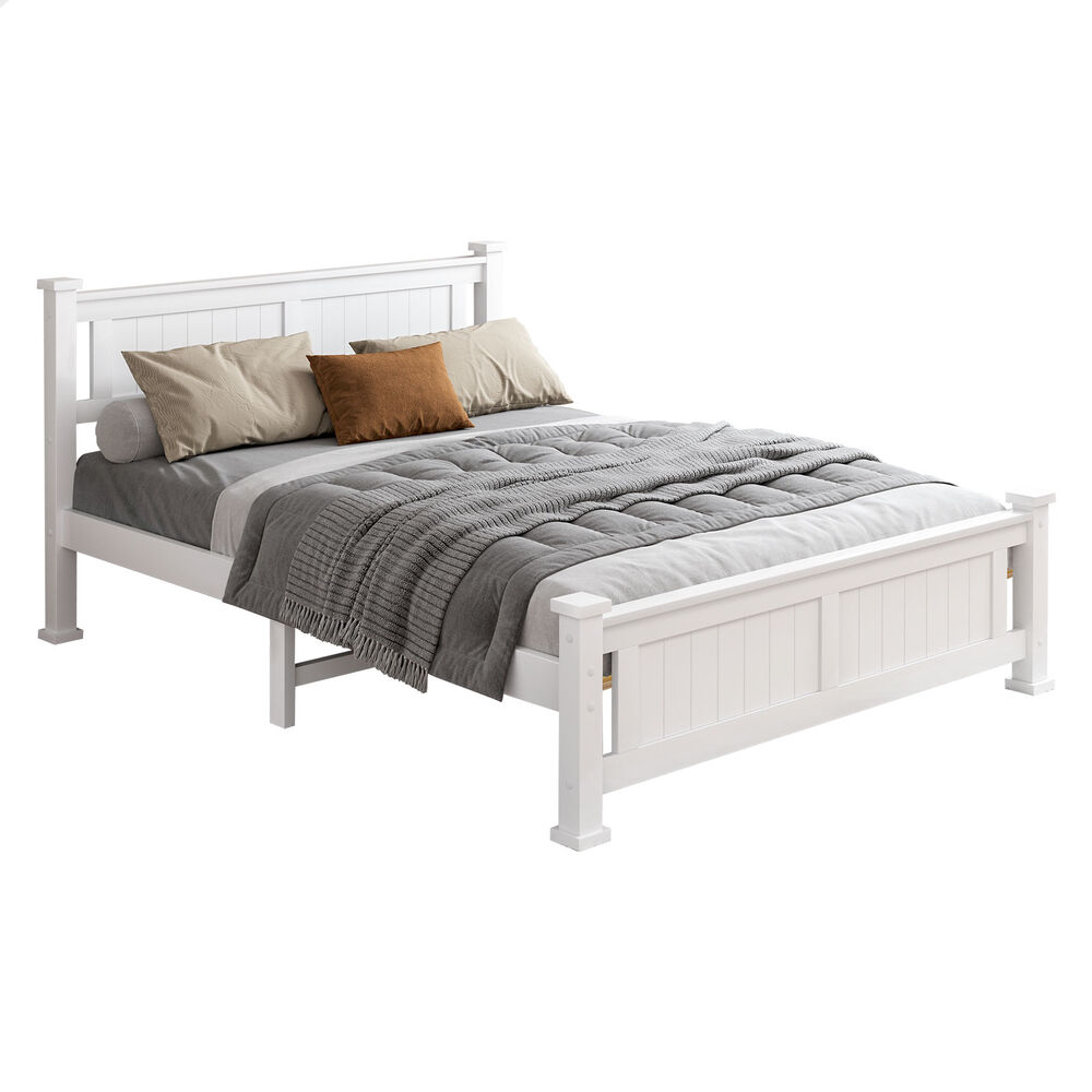 ALFORDSON Bed Frame Queen Double King Single Size Wooden Mattress Base White/Oak - Picture 72 of 864