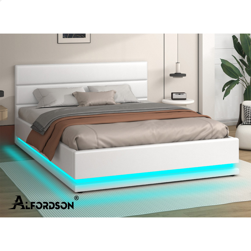 ALFORDSON Bed Frame Queen Double King Single RGB LED Gas Lift Storage Base - Picture 61 of 301