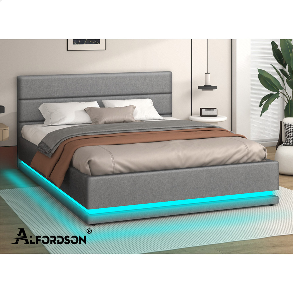 ALFORDSON Bed Frame Queen Double King Single RGB LED Gas Lift Storage Base - Picture 97 of 301